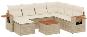 3259454 vidaXL Градински диван с възглавници, 8 части, бежов полиратан