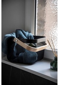 Черен органайзер за баня с бамбукова дръжка Bambusa - Wenko