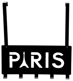 Черна закачалка за врата с 5 куки Paris - Compactor