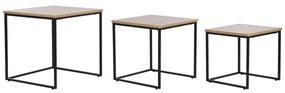 Комплект от 3 маси DKD Home Decor Черен Метал 45 x 45 x 45 cm Дървен MDF