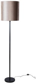 Подова Лампа Черна с Кафяв Велурен Абажур 50см - Simplo
