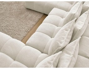 Бял шенилов сгъваем/с място за съхранение ъглов диван (ляв ъгъл/U форма) Everest – Bobochic Paris