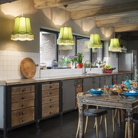 Комплект от 4 ретро висящи лампи зелени 45 см - Granny