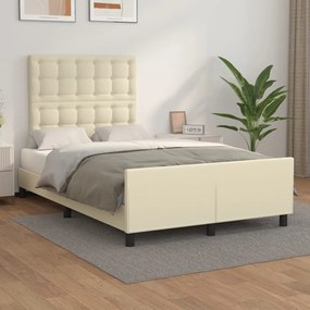 3125563 vidaXL Рамка за легло с табла, кремава, 120x200 см, изкуствена кожа