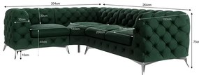 Тъмнозелен кадифен ъглов диван (ляв ъгъл/L форма) Chelsea – Ropez