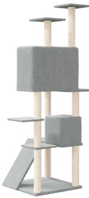 Котешко дърво със сизалени стълбове June, светлосиво, 153 см