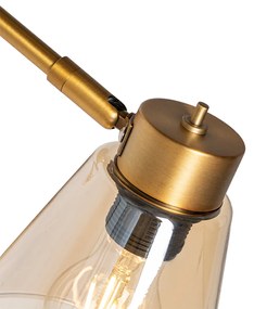 Стенна лампа в стил арт деко бронз с мрамор и кехлибарено стъкло - Nina