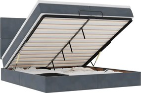 3314271 vidaXL Османска легло с матраци и LED, тъмносиво, 200x200 см, кадифе