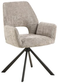 Светлосив тапициран трапезен стол с подлакътници Graham – Actona