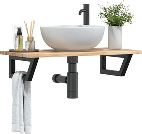 3302667 vidaXL Стенен рафт за мивка, стомана и масивно дърво акация