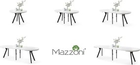 ЕКСПАНСО Бял мат/черни крака - ГОЛЯМА КРЪГЛА МАСА Ø110 РАЗТЕГАТЕЛНА ДО 310 cm С КРАКА Y ЛОФТ/ИНДУСТРИАЛНА