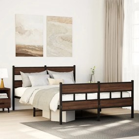 3308476 vidaXL Метална рамка за легло, без матрак, кафяв дъб, 150x200 см