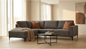 Антрацитен шенилов ъглов диван (ляв ъгъл/L форма) Fabian – Scandic