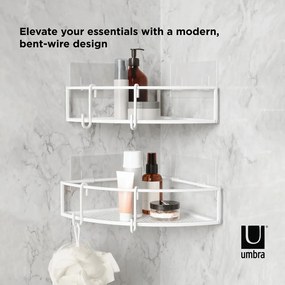 Бели ъглови самоносещи стоманени рафтове за баня 2 бр. Cubiko - Umbra