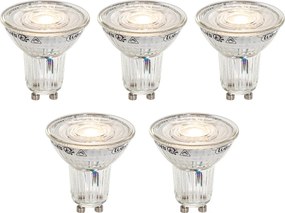 Комплект от 5 GU10 50mm димируеми LED крушки в Келвин прозрачни 4.9W 400 lm 2200-3000K