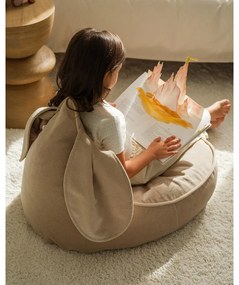 Бежов кадифен детски пуф Bunny – Wigiwama