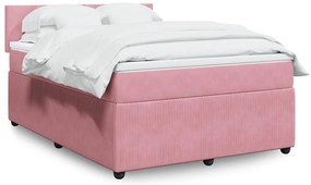 3290057 vidaXL Боксспринг легло с матрак, розово, 140x200 см, кадифе