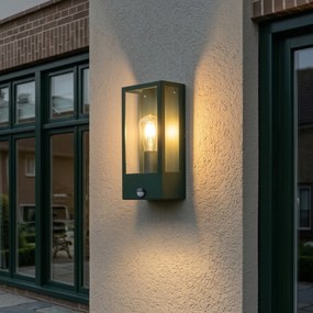 Външна стенна лампа тъмно зелена с датчик за движение IP44 - Rotterdam