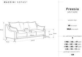 Светлосин кадифен разтегателн диван с място за съхранение , 215 см Freesia - Mazzini Sofas