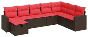 3325440 vidaXL Градински комплект с възглавници, 8 части, кафяв, полиратан