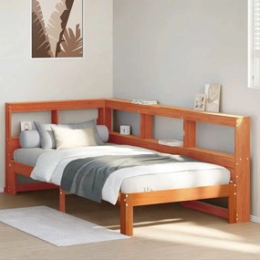 3324390 vidaXL Легло с етажерка за книги, без матрак, 100x200 см, бор масив