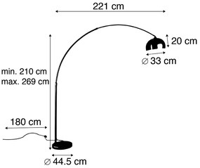 Дъгова лампа месинг с регулируема основа от черен мрамор - XXL