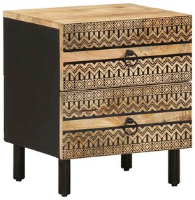 4018626 vidaXL Нощно шкафче, черен, 40x33,5x46 см, грубо мангово дърво масив