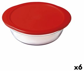 Кръгла Кутия за Обяд с Капак Ô Cuisine Cook &amp; Store 27 x 24 x 8 cm Червен 2,3 L Силикон Cтъкло (6 броя)