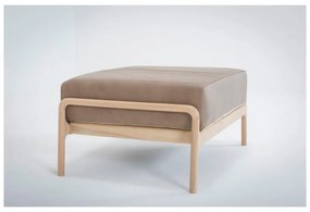 Светлокафява табуретка от биволска кожа с масивна дъбова конструкция Fawn - Gazzda