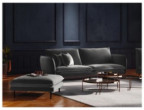 Отоман от тъмносиво кадифено, 100 x 80 cm Vienna - Cosmopolitan Design