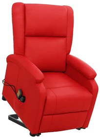 329697 vidaXL Изправящ масажен стол, червен, изкуствена кожа