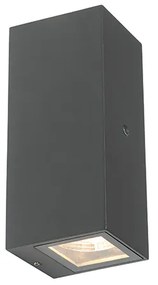 Стенен аплик сив 2-светлина IP44 със сензор за здрач - Baleno