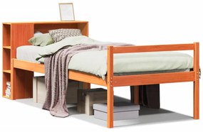 3321996 vidaXL Легло с етажерка за книги, без матрак, 75x190 см, дърво масив
