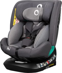 Lionelo - Столче за кола с база, въртящо се BASTIAAN ONE i-Size 40-150 см Grey Stone