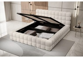 Бяло двойно легло 180x200 cm тапицирано с място за съхранение с включена подматрачна рамка Dizzle – ELTAP