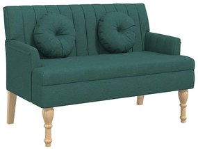 372134 vidaXL Пейка с възглавници, тъмнозелено, 113x64,5x75,5 см, плат