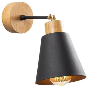 Стенна лампа в черен и естествен цвят ø 14 cm Manavgat – Opviq lights