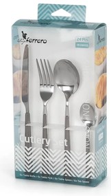Комплект 24 бр прибори за хранене Luigi Ferrero Norsk FR-2441CS, Неръждаема стомана, Светлокафяв