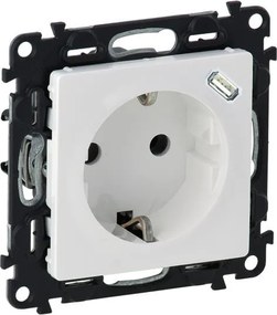 Legrand Контакт ШУКО 2P+E 16A + USB тип C 1.5A 7.5W цвят Бял Valena Life - 753135