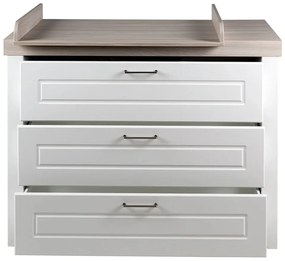 Бял нисък скрин в декор от бряст с масичка за преповиване 120x98 cm Felicia - Roba