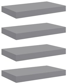 323849 vidaXL Окачени стенни рафтове, 4 бр, сиви, 40x23x3,8 см, МДФ