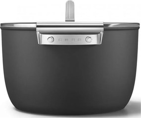 Тенджера SMEG CKFC2611BLM, 7.7 л, Ø26 см, Тефлоново покритие, До 250°C, Индукция, Черен