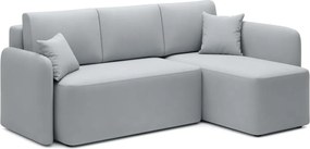 Светлосив кадифен разтегателен ъглов диван с място за съхранение (десен ъгъл) Hadson – ELTAP