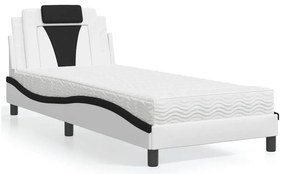 3208774 vidaXL Легло Viana без матрак, бяло и черно, 90x200 см, изкуствена кожа