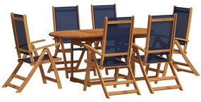 3279309 vidaXL Градински трапезен комплект, 7 части, акация масив и textilene