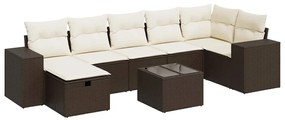 3325719 vidaXL Градински комплект с възглавници, 8 части, кафяв, полиратан