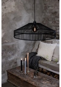 Черно висящо осветително тяло с бамбуков абажур ø 70 cm Tapa – Markslöjd