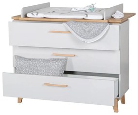 Светлосив нисък скрин от дъб с маса за преповиване 117x104 cm Caro - Roba