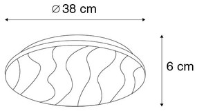 Таванна лампа бяла 38 см с LED с дистанционно управление - Damla