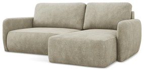 Бежов шенилов разтегателен ъглов диван с място за съхранение (десен ъгъл) Lilo – Makamii